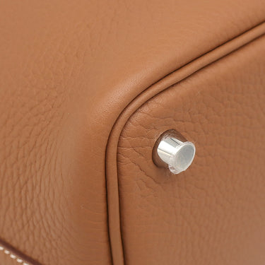 エルメス HERMES ピコタンロック PM ゴールド トリヨンクレマンス ハンドバッグ シルバー金具 新品 未使用 茶