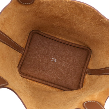 エルメス HERMES ピコタンロック PM ゴールド トリヨンクレマンス ハンドバッグ シルバー金具 新品 未使用 茶