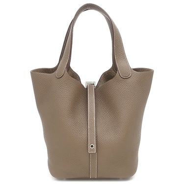 エルメス HERMES ピコタンロックMM エトゥープ トリヨンクレマンス ハンドバッグ シルバー金具 グレージュ