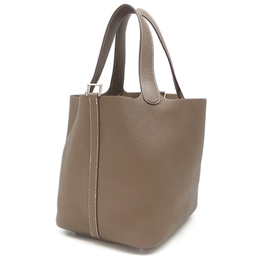 エルメス HERMES ピコタンロックMM エトゥープ トリヨンクレマンス ハンドバッグ シルバー金具 グレージュ