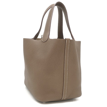 エルメス HERMES ピコタンロックMM エトゥープ トリヨンクレマンス ハンドバッグ シルバー金具 グレージュ