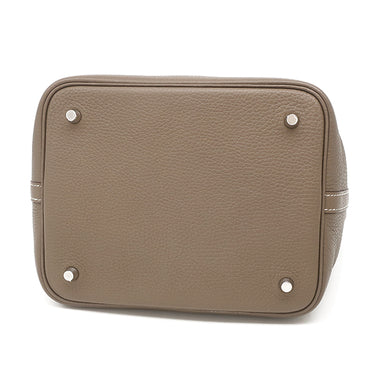 エルメス HERMES ピコタンロックMM エトゥープ トリヨンクレマンス ハンドバッグ シルバー金具 グレージュ