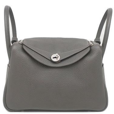 エルメス HERMES リンディ30 ヴェルソ グラファイト×エトゥープ トリヨンクレマンス 2WAYバッグ シルバー金具 グレージュ