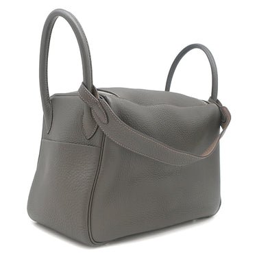 エルメス HERMES リンディ30 ヴェルソ グラファイト×エトゥープ トリヨンクレマンス 2WAYバッグ シルバー金具 グレージュ