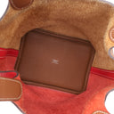 エルメス HERMES ピコタンロック PM カザック ルージュクー×ゴールド トリヨンクレマンス ハンドバッグ シルバー金具 赤 茶