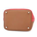 エルメス HERMES ピコタンロック PM カザック ルージュクー×ゴールド トリヨンクレマンス ハンドバッグ シルバー金具 赤 茶