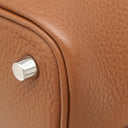 エルメス HERMES ピコタンロック PM カザック ルージュクー×ゴールド トリヨンクレマンス ハンドバッグ シルバー金具 赤 茶