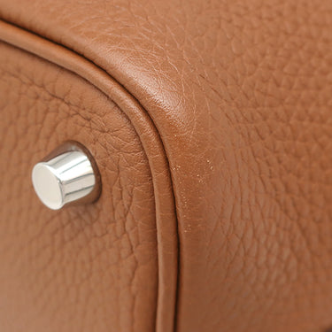 エルメス HERMES ピコタンロック PM カザック ルージュクー×ゴールド トリヨンクレマンス ハンドバッグ シルバー金具 赤 茶