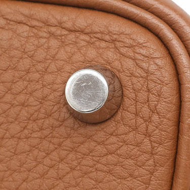 エルメス HERMES ピコタンロック PM カザック ルージュクー×ゴールド トリヨンクレマンス ハンドバッグ シルバー金具 赤 茶