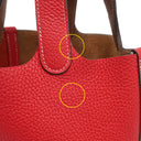 エルメス HERMES ピコタンロック PM カザック ルージュクー×ゴールド トリヨンクレマンス ハンドバッグ シルバー金具 赤 茶