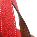 エルメス HERMES ピコタンロック PM カザック ルージュクー×ゴールド トリヨンクレマンス ハンドバッグ シルバー金具 赤 茶