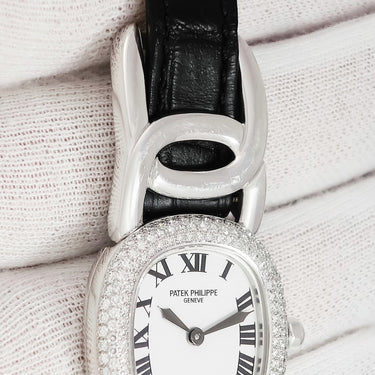 腕時計 パテックフィリップ PATEK PHILIPPE ゴールデンエリプス 4831G-001 クオーツ レディース メーカーOH済 K18無垢WG 純正ダイヤ ホワイト