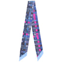 エルメス HERMES ツイリー ブルー×ルージュヴィフ×グレー シルク スカーフ 【BOLDUC AU CARRE/ボルデュック チェック】