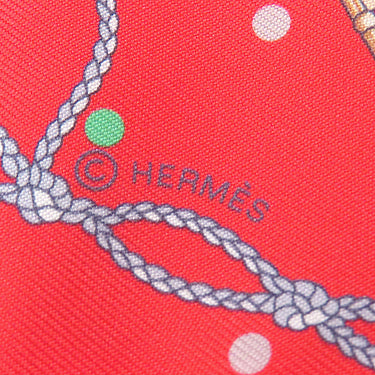 エルメス HERMES ツイリー グレナデン×ベージュ×マルチカラー シルク スカーフ 【 LES CLES A POIS / レ クレ ア ポア】