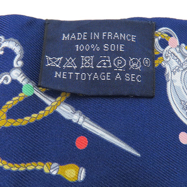 エルメス HERMES ツイリー マリン×グリスアルジョン シルク スカーフ 【LES CLES A POIS/レ クレ ア ポア】