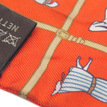 エルメス HERMES ツイリー ヴァーミリオン×ベージュ×ブロン シルク スカーフ 【COUVERTURES ET TENUES DE JOUR/馬着】