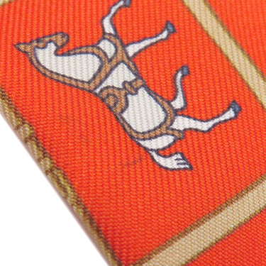 エルメス HERMES ツイリー ヴァーミリオン×ベージュ×ブロン シルク スカーフ 【COUVERTURES ET TENUES DE JOUR/馬着】