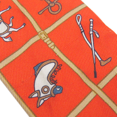 エルメス HERMES ツイリー ヴァーミリオン×ベージュ×ブロン シルク スカーフ 【COUVERTURES ET TENUES DE JOUR/馬着】