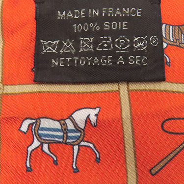 エルメス HERMES ツイリー ヴァーミリオン×ベージュ×ブロン シルク スカーフ 【COUVERTURES ET TENUES DE JOUR/馬着】