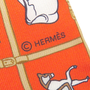 エルメス HERMES ツイリー ヴァーミリオン×ベージュ×ブロン シルク スカーフ 【COUVERTURES ET TENUES DE JOUR/馬着】
