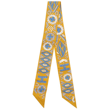 エルメス HERMES ツイリー ミール×ブルージーン×クレーム シルク スカーフ 【KELLY EN PERLES/ケリーアンペルル】