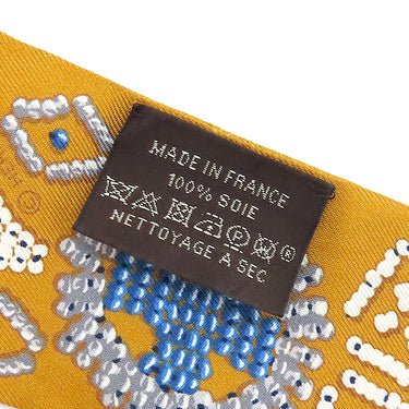 エルメス HERMES ツイリー ミール×ブルージーン×クレーム シルク スカーフ 【KELLY EN PERLES/ケリーアンペルル】