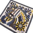 エルメス HERMES ショール カレ140 CARRE カレジェアン ナチュラル×マリン×マスタード カシミヤ シルク ストール 【Cheval de Fete /シュヴァル ドゥ フェット】 タグ欠品