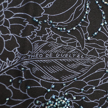 エルメス HERMES カレ90 CARRE ブラック×ブルー ビーズ シルク スカーフ 【ROBE LEGERE/ローブレジェール】 タグ欠品