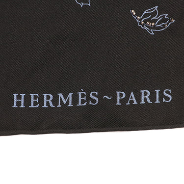 エルメス HERMES カレ90 CARRE ブラック×ブルー ビーズ シルク スカーフ 【ROBE LEGERE/ローブレジェール】 タグ欠品