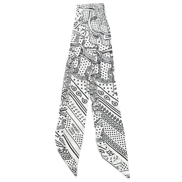 エルメス HERMES ツイリー ホワイト×ブラック シルク スカーフ 【Frilled Eperon d'Or Bandana/フリル エプロンドール バンダナ】