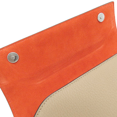 セリーヌ CELINE バイカラー ベージュ レザー メガネケース シルバー金具 レッド 赤 眼鏡入れ