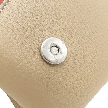 セリーヌ CELINE バイカラー ベージュ レザー メガネケース シルバー金具 レッド 赤 眼鏡入れ