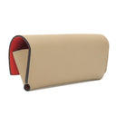 セリーヌ CELINE バイカラー ベージュ レザー メガネケース シルバー金具 レッド 赤 眼鏡入れ