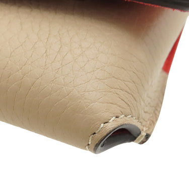 セリーヌ CELINE バイカラー ベージュ レザー メガネケース シルバー金具 レッド 赤 眼鏡入れ