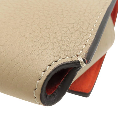 セリーヌ CELINE バイカラー ベージュ レザー メガネケース シルバー金具 レッド 赤 眼鏡入れ