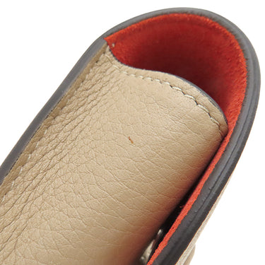 セリーヌ CELINE バイカラー ベージュ レザー メガネケース シルバー金具 レッド 赤 眼鏡入れ