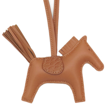 エルメス HERMES ロデオPM タッチ クロコ ゴールド アリゲーターマット アニューミロ バッグチャーム 茶 ソーゴールド