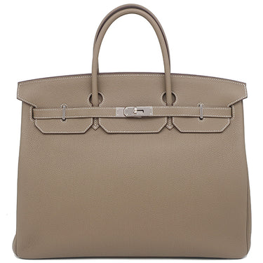 エルメス HERMES バーキン40 エトゥープ トゴ ハンドバッグ シルバー金具 グレージュ
