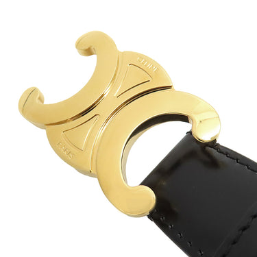 セリーヌ CELINE トリオンフ 70 ブラック レザー ベルト ゴールド金具 黒