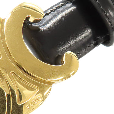 セリーヌ CELINE トリオンフ 70 ブラック レザー ベルト ゴールド金具 黒