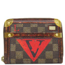 ルイヴィトン LOUIS VUITTON トランクタイム ジッピーコインパース M52745 ダミエ×レッド ダミエキャンバス コインケース ゴールド金具 茶 赤 ポップアップ限定