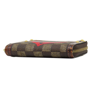 ルイヴィトン LOUIS VUITTON トランクタイム ジッピーコインパース M52745 ダミエ×レッド ダミエキャンバス コインケース ゴールド金具 茶 赤 ポップアップ限定