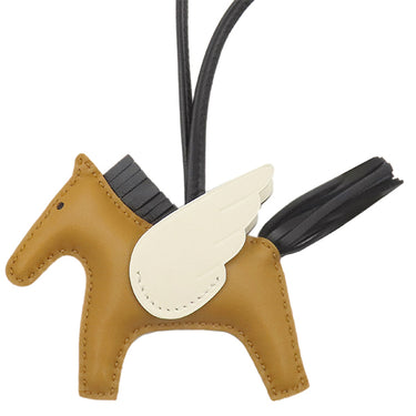 エルメス HERMES ロデオPM ペガサス セサミ×ブラック×ナタ アニョーミロ バッグチャーム 茶 黒 アイボリー