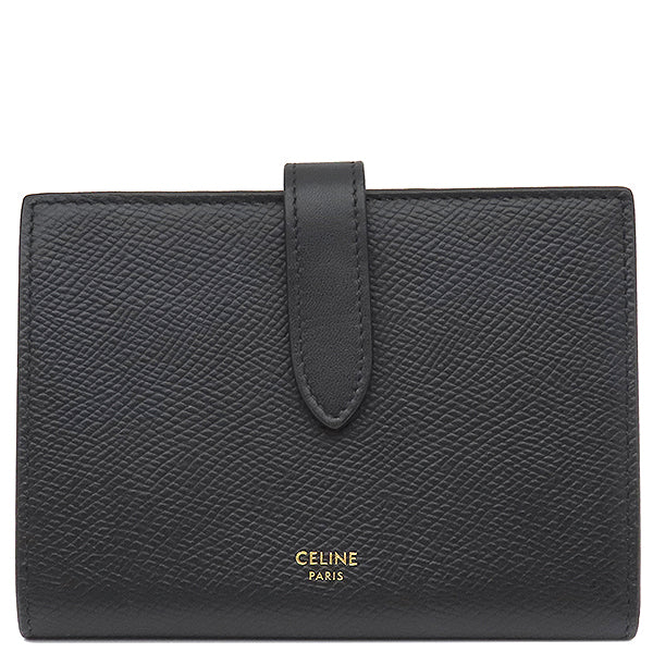 セリーヌ　ミディアムストラップウォレット セリーヌ CELINE ミディアム ストラップ ウォレット ブラック レザー