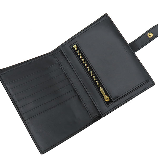 ⭐️ 新型 美品 セリーヌ ミディアム ストラップ 二つ折り財布 ブラック 鑑定済 □CELINE□ミディアム ストラップ ウォレット / 二つ折り財布 (CELINE