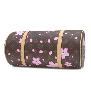 ルイヴィトン LOUIS VUITTON LV×TM パピヨン MM M13097 サクラブラウン モノグラムキャンバス ハンドバッグ ゴールド金具 茶 村上隆 チェリーブロッサム 桜