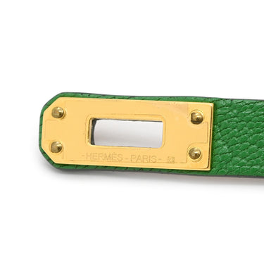 エルメス HERMES ケリードゥブルトゥール バンブー×ゴールド レザー メタル シャムキラ T2 ブレスレット ゴールド金具 緑