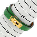 エルメス HERMES ケリードゥブルトゥール バンブー×ゴールド レザー メタル シャムキラ T2 ブレスレット ゴールド金具 緑