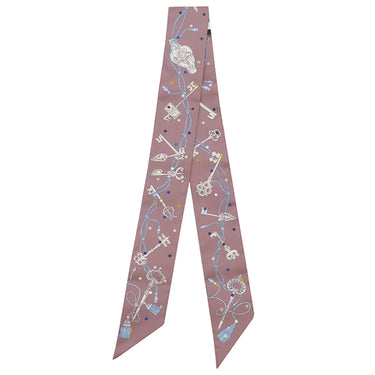 エルメス HERMES ツイリー マロングラッセ×グリス シルク スカーフ 【LES CLES A POIS/レ クレ ア ポア】