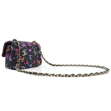 シャネル CHANEL ミニ マトラッセ 20 A69900 ネイビー×マルチカラー ファブリック レザー ショルダーバッグ ゴールド金具 紺 ココマーク チェーンショルダーバッグ